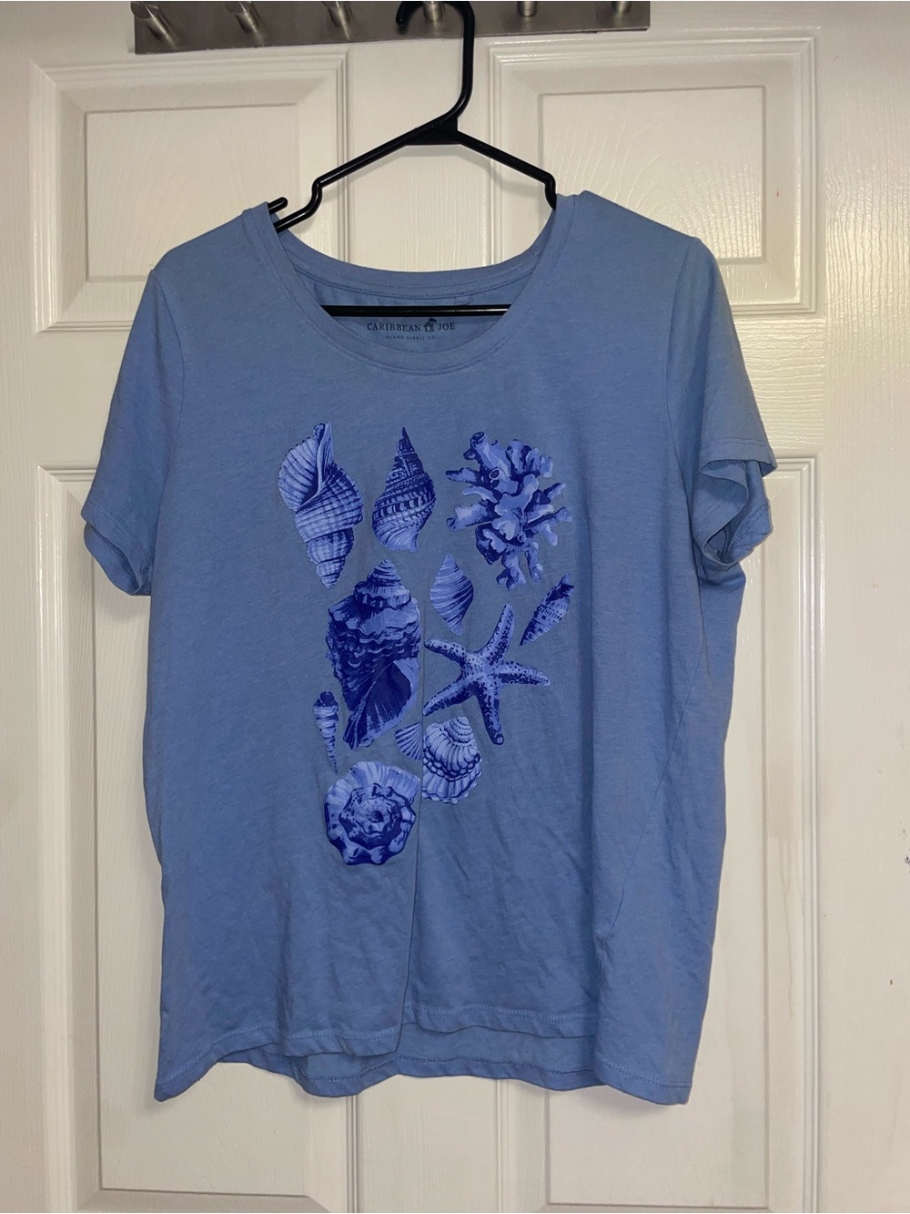 Caribbean Joe Light Blue Shell Graphic Short Sleeve Tee